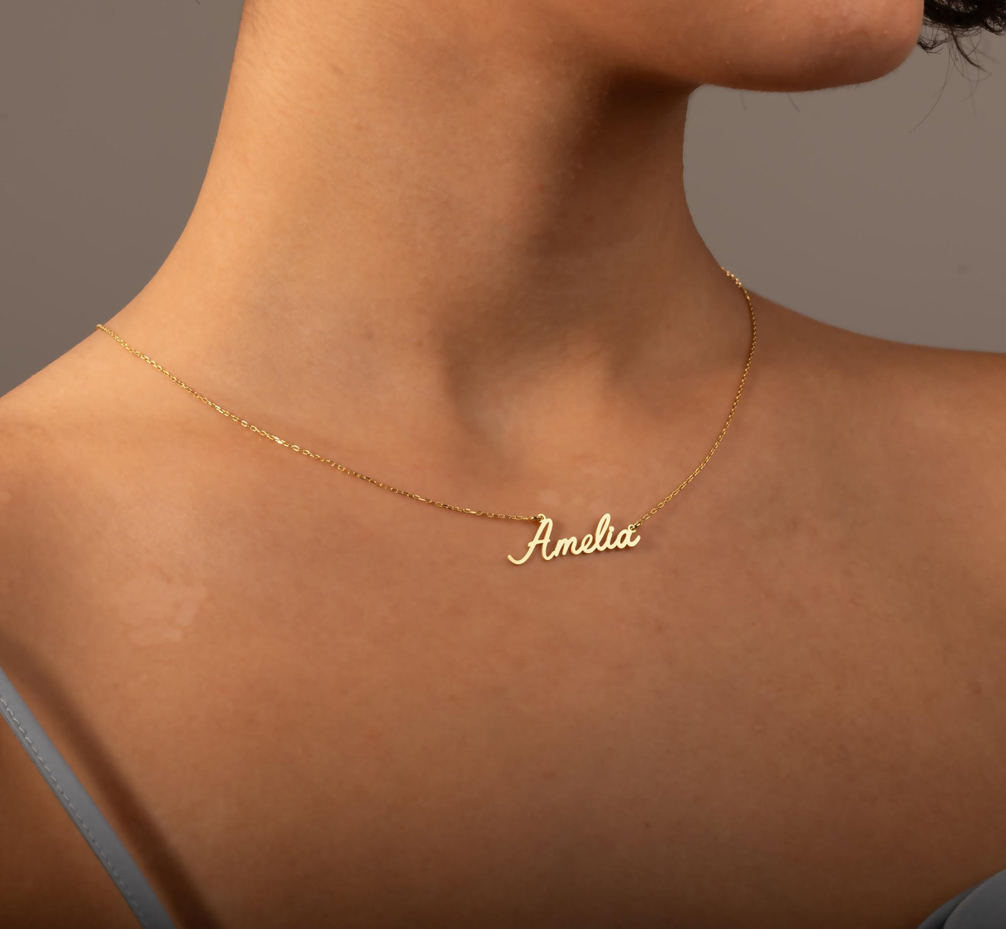 14K Solid Gold Personalized Name Necklace, Personalized Pendant, Name Necklace, Christmas Gifts, Minimalist Jewelry for Women, Gift for Her