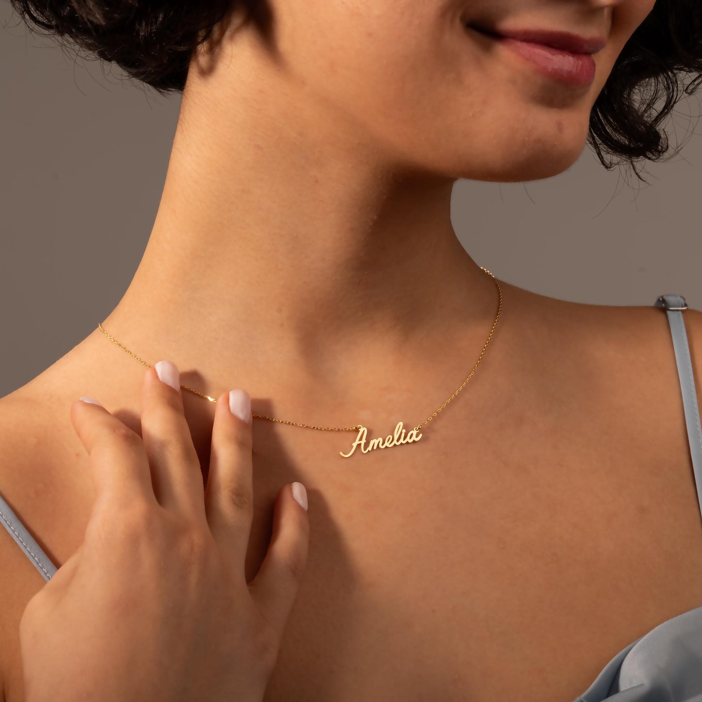14K Solid Gold Personalized Name Necklace, Personalized Pendant, Name Necklace, Christmas Gifts, Minimalist Jewelry for Women, Gift for Her