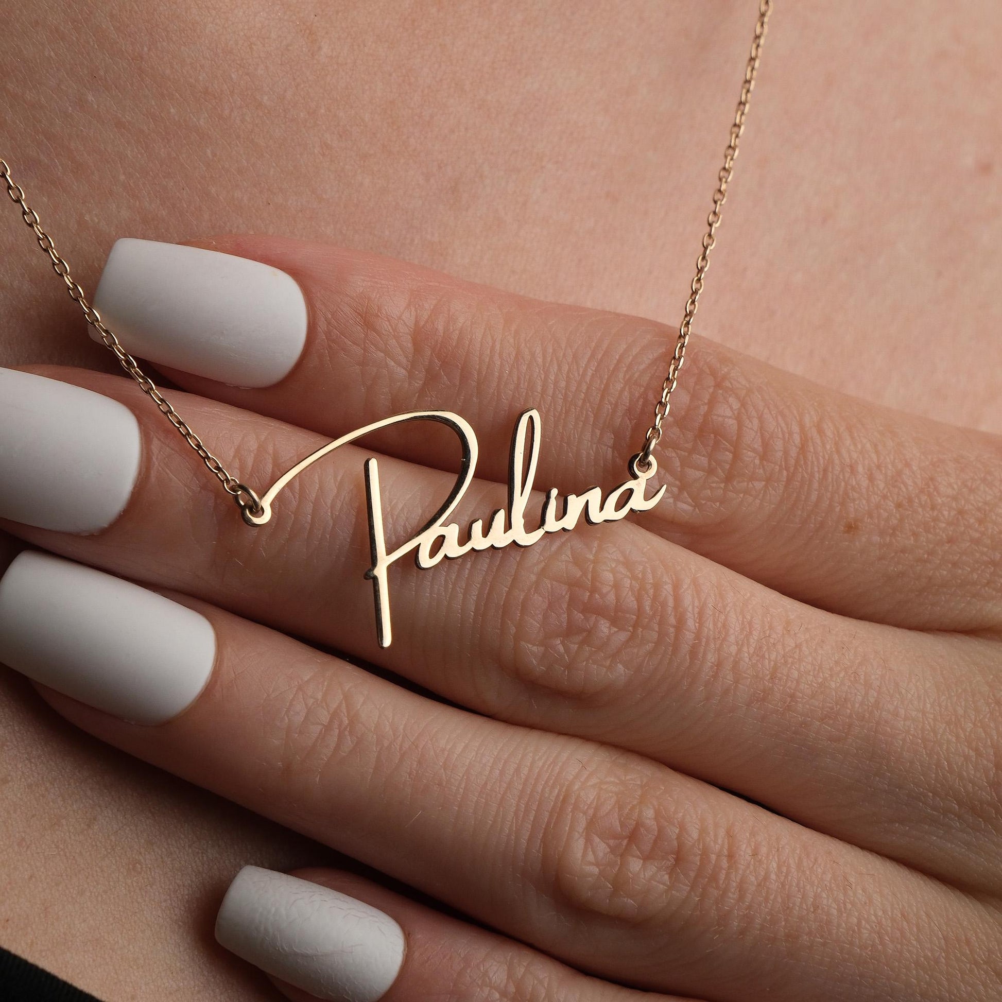 14K Solid Gold Chic Minimalist Name Necklace, Custom Name Jewelry, Christmas Gift, Trendy Name Jewelry, Nameplate Necklace,Everyday Necklace