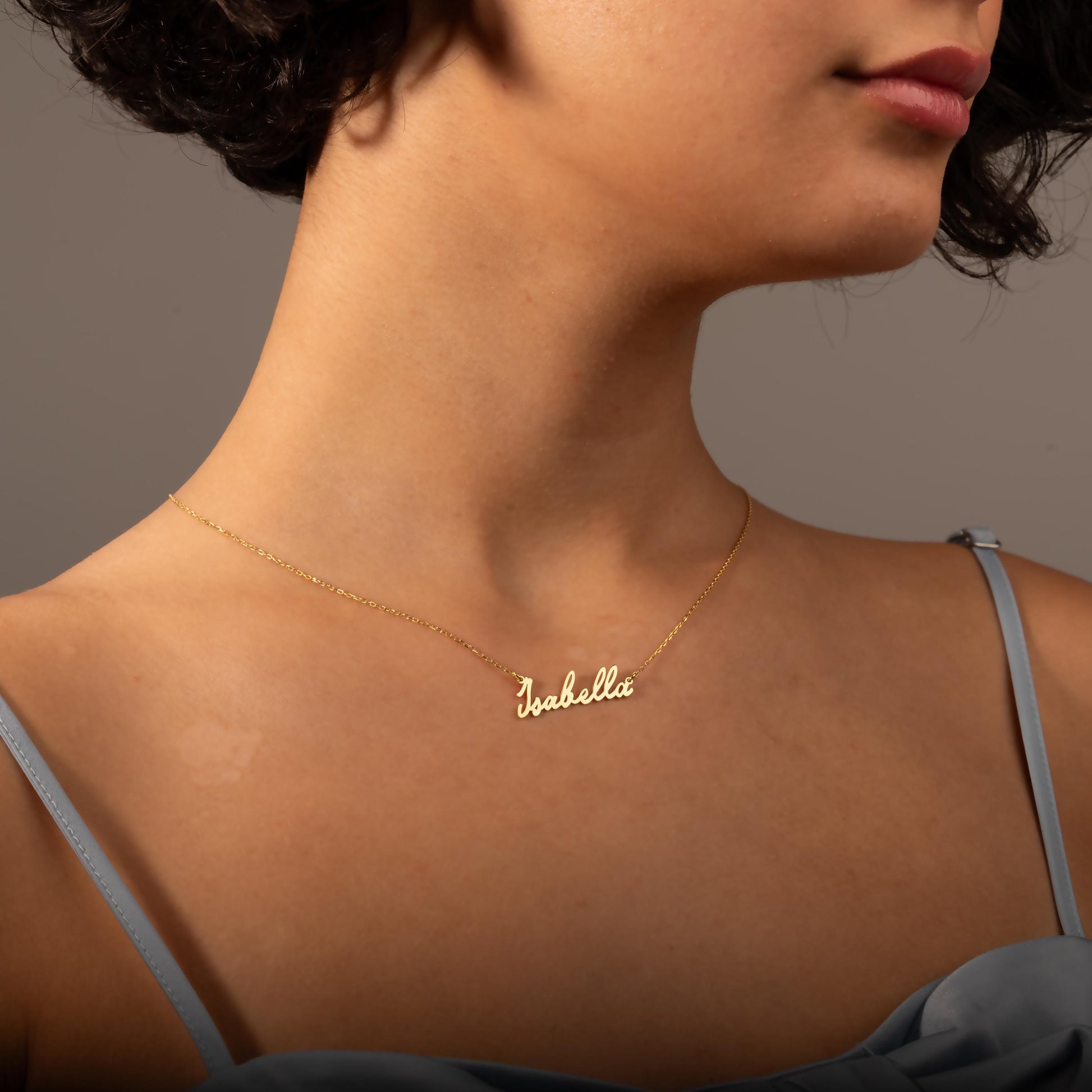 14K Solid Gold Name Necklace, Personalized Jewelry, Custom Name Necklace, Real Gold Jewelry, Handmade Necklace, Christmas Gifts For Women