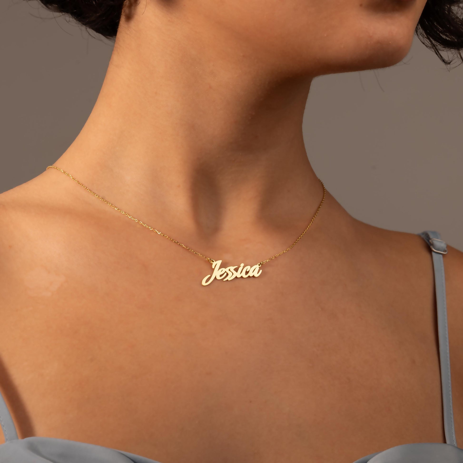 Dainty Name Necklace, 14K Solid Gold Necklace, Christmas Gifts, Personalized Name Necklace, Gifts for Mom, Gold Name Necklace, Chic Jewelry