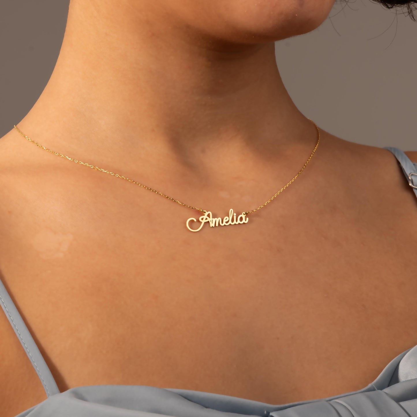 14K Solid Gold Name Necklace, Trendy Name Jewelry, Nameplate Necklace, Christmas Gift, Personalized Jewelry, Name Necklace, Gifts for Her